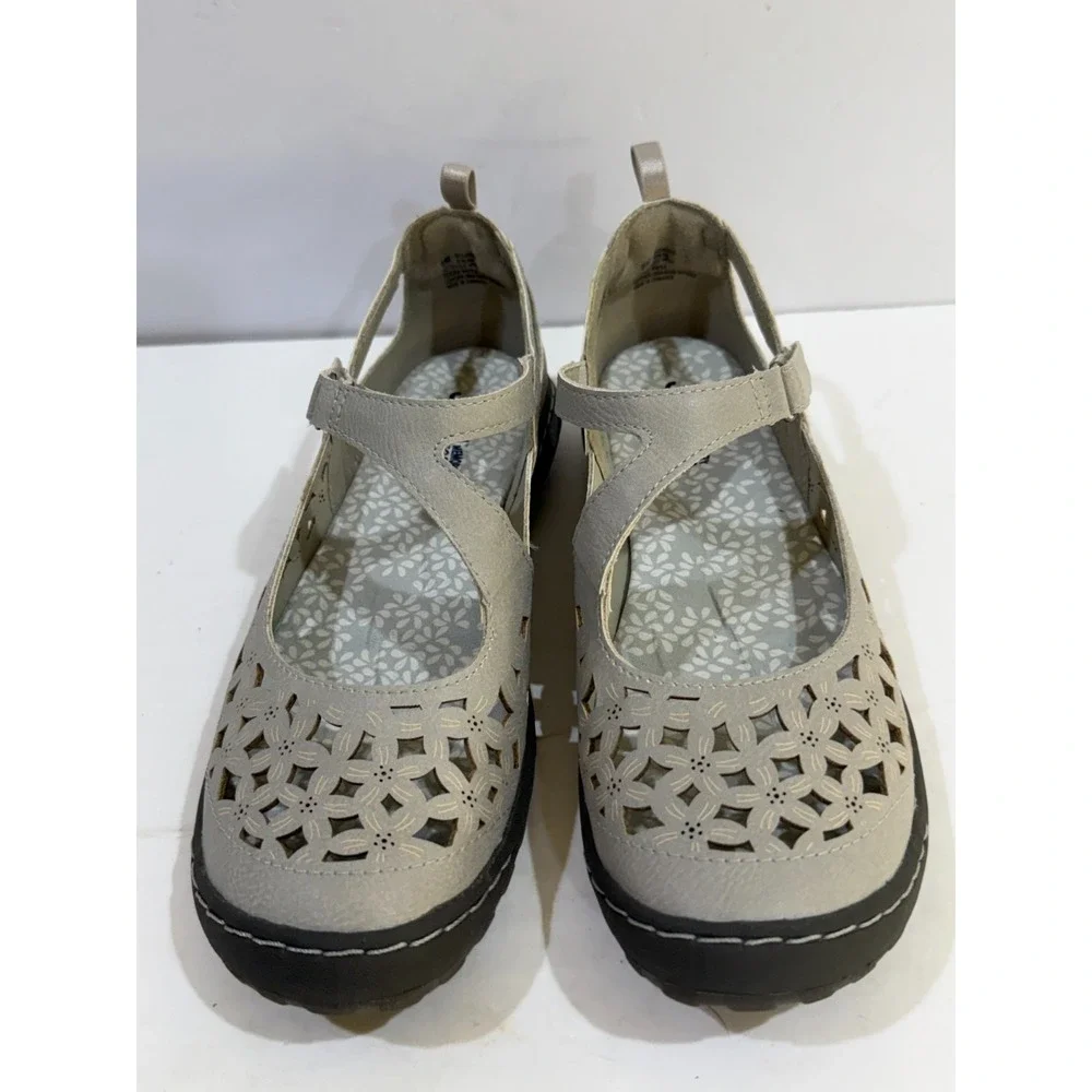 JBU Memory Foam Bellerose Encore Mary Jane Flat - Light Grey - Women's  Size 8M